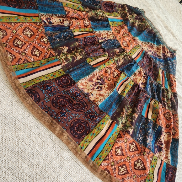 The Pyramid Collection Vibrant Patchwork A-Line Skirt - Picture 2 of 4